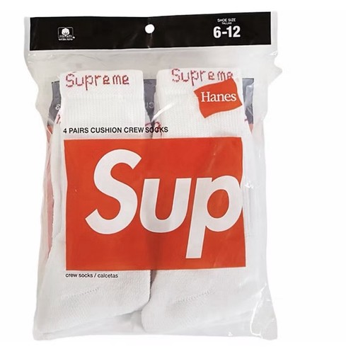 Supreme hanes crew socks white - socks,